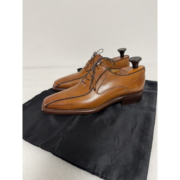 Romano Martegani Shoes Mens Size 8 Leather Handmade Italy Dress Oxfords Luxury